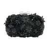 Self-portrait Crystal-embellished Floral Satin Clutch In Black