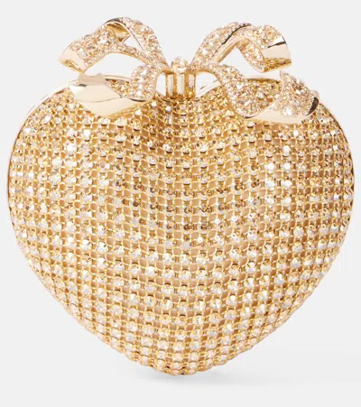 Self-portrait Clutch Crystal Heart Mit Kristallen In Gold