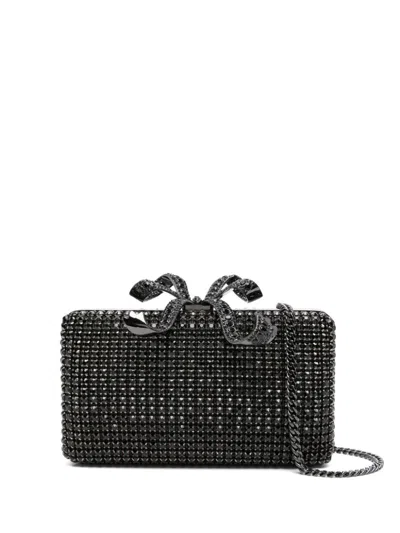 Self-portrait Clutch With Crystals In Black