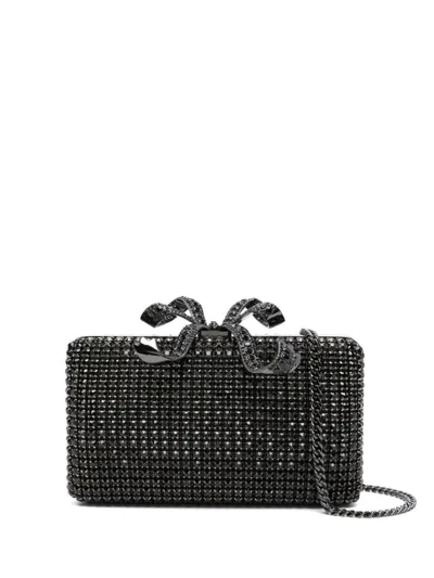 Self-portrait Clutch With Crystals In Black