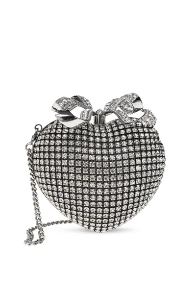Self-portrait Self Portrait Clutch With Shimmering Crystals In Silver
