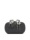 Self-portrait Knitted Clutch With Silver-tone Crystal Bow