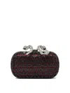 Self-portrait Chainmail Clutch In Bordeaux Polyester In Black
