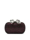 Self-portrait Chainmail Clutch In Bordeaux Polyester In Black