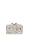 Self-portrait Crystal-embellished Bow-detail Clutch In Silver
