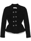 Self-portrait Black Textured Knit Jacket In Black
