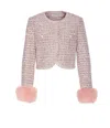 Self-portrait Crystal-embellished Tweed Jacket In Brown