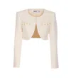 Self-portrait Cropped Sequinned Jacket In White