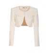 Self-portrait Cropped Sequinned Jacket In White