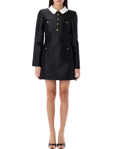Self-portrait Women's Taffeta Contrast Collar Mini Dress In Black