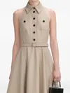 Self-portrait Collared Belted Mini Dress In Neutral