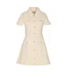 Self-portrait Structured Beige Dress With Classic Collar And Flap Pockets In Neutral
