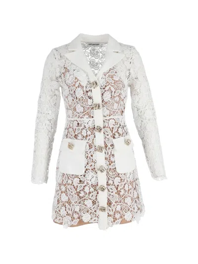 Pre-owned Self-portrait Collared Lace Mini Dress In White