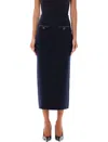 Self-portrait Midnight Blue Wool Blend Skirt In Navy