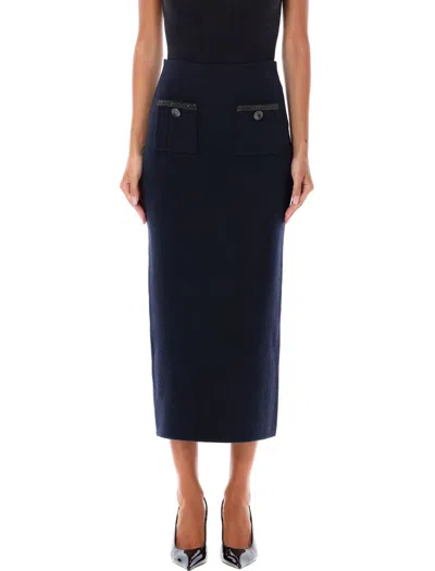 SELF-PORTRAIT SELF-PORTRAIT COMPACT WOOL MIDI SKIRT