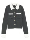 Self-portrait Self Portrait Women Wool Blend Cardigan With Contrasting Collar In Gray