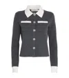 Self-portrait Self Portrait Women Wool Blend Cardigan With Contrasting Collar In Gray