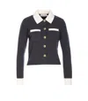Self-portrait Contrast Collar Cardigan In Blue