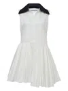 Self-portrait Contrast-collar Flared Dress In White
