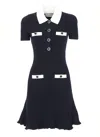 Self-portrait Mini Knitted Dress With Contrasting Collar In Black