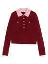 Self-portrait Burgundy Pink Contrast Collar Knit Top Clothing In Burgundy