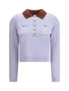 Self-portrait Sweater With Classic Contrast Collar In Blue