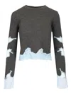 Self-portrait Contrast Lace Knit Sweater Knitwear Grey In Multi