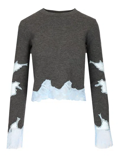 Self-portrait Contrast Lace Knit Sweater