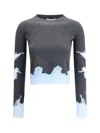 Self-portrait Contrast Lace Knit Sweater In Gray