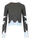 Self-portrait Contrast Lace Knit Sweater Knitwear Grey In Multi