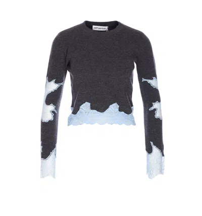 SELF-PORTRAIT CONTRAST LACE SWEATER