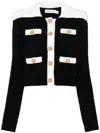 Self-portrait Crochet Knitted Cardigan With Contrasting Profiles In Blue