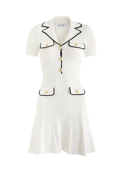 SELF-PORTRAIT SELF-PORTRAIT CONTRAST-TRIM RIBBED-KNIT MINI DRESS