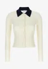 Self-portrait Self Portrait Women Wool Cardigan With Contrasting Collar In White
