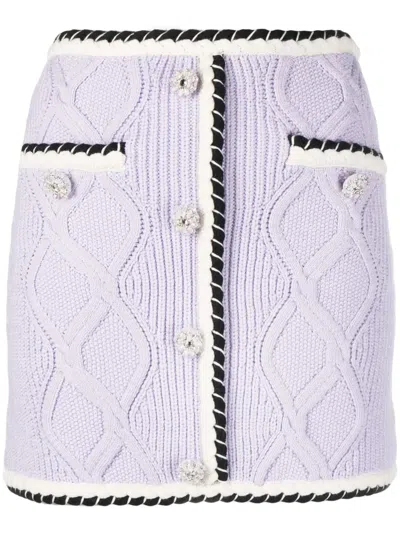 Self-portrait Self Portrait Knit Mini Skirt In Purple