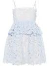 Self-portrait Mini Organza Lace Dress In Blau