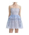 Self-portrait Mini Organza Lace Dress In Blue