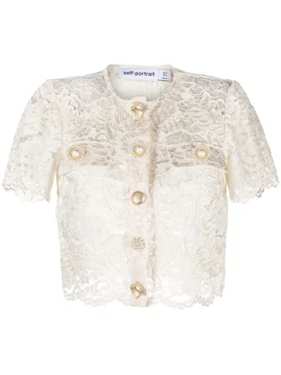Self-portrait Corded Lace Top With Decorated Buttons