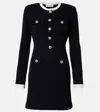 Self-portrait Cotton And Wool-blend Minidress In Black