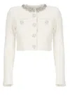 Self-portrait Cotton Blend Cardigan In White