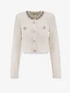Self-portrait Cream Textured Knit Sweaters And Cardigans White In White