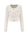 Self-portrait Cream Textured Knit Sweaters And Cardigans White In White