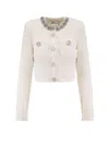 Self-portrait Cream Textured Knit Sweaters And Cardigans White In White
