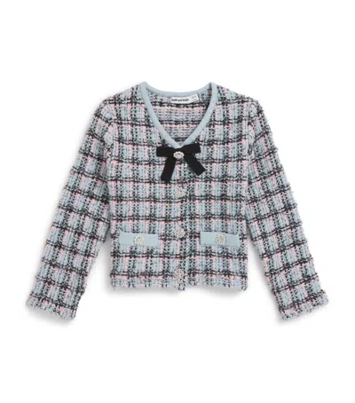 Self-portrait Kids' Cotton-blend Check Cardigan In Blue