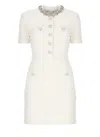 Self-portrait Knee Length Dress With Crew Neck And Pockets In White