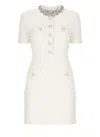 Self-portrait Knee Length Dress With Crew Neck And Pockets In White