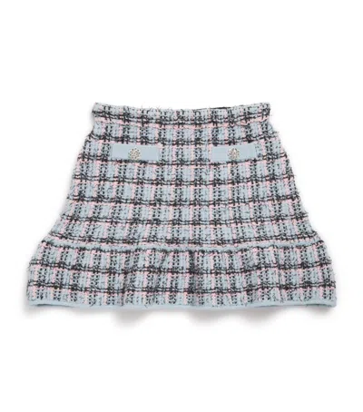 Self-portrait Kids' Cotton-blend Tweed Skirt In Blue