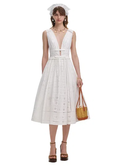 SELF-PORTRAIT SELF-PORTRAIT COTTON BRODERIE DRESS WHITE