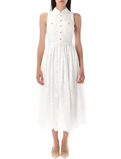 Self-portrait Cotton Broderie Midi Dress In White