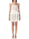 Self-portrait Belted Scalloped Broderie Anglaise Cotton-voile Mini Dress In White
